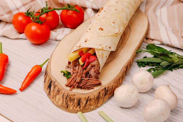 delicious meat durum, turkish kebap, sandwich wrap