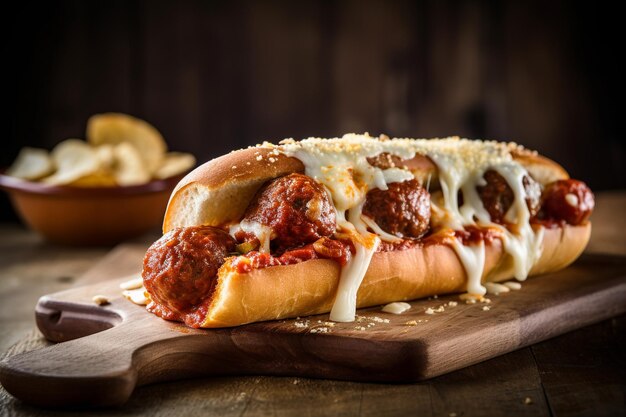 Photo delicious meatball sub isolated on blur background