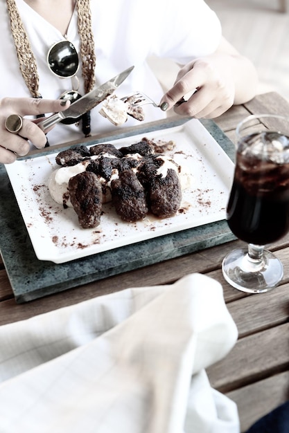 Delicious meatballs with french fries