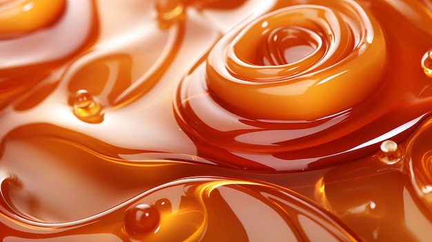 Delicious melted caramel toffee background with swirl effect for tasty confectionery