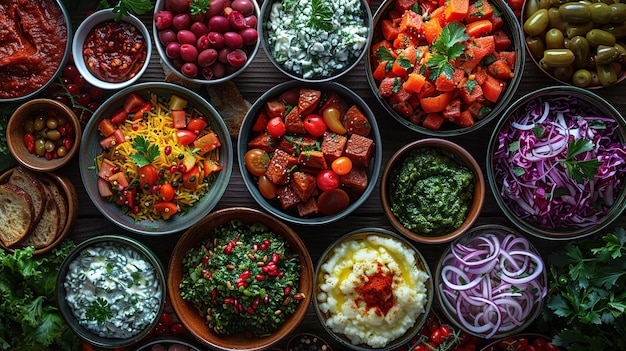 Delicious Middle Eastern Feast A Variety of Colorful Dishes