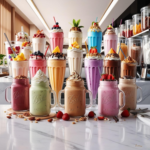 Delicious Milkshake and healthy fruits