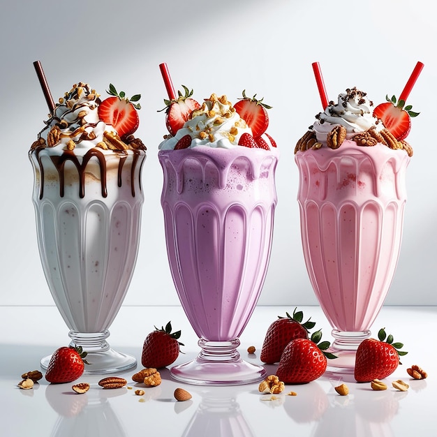 Delicious Milkshake and healthy fruits