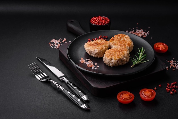 Delicious minced chicken cutlets with spices and herbs