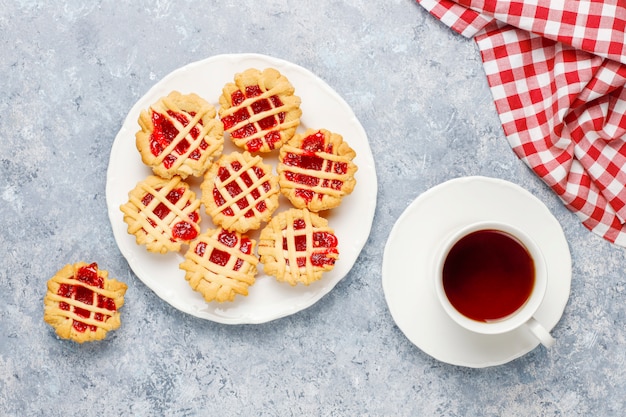 Delicious mini red berry pies,top view