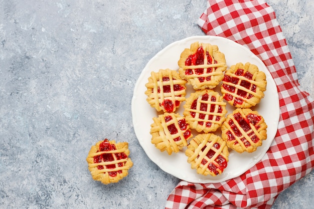 Delicious mini red berry pies,top view