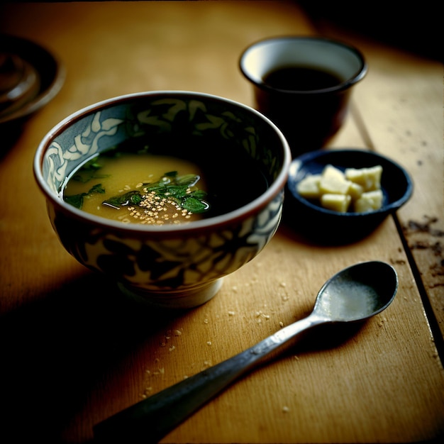 Delicious Miso soup 3d illustrated