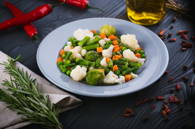 Delicious mix of vegetables on the plate