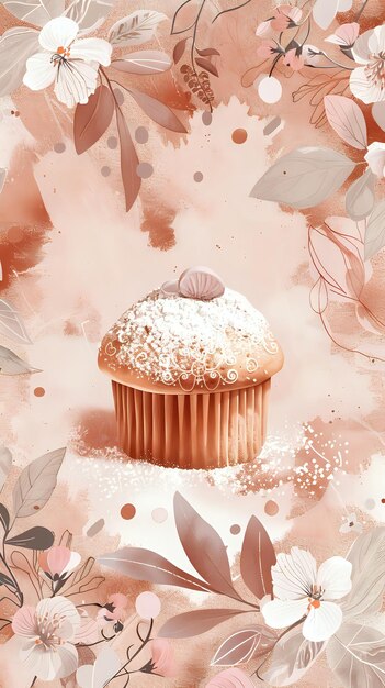 Delicious muffin illustration with goldenbrown top Freshly baked appearance