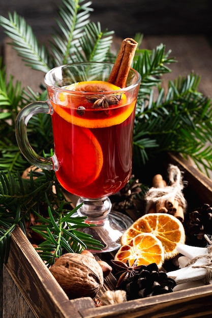 Delicious mulled wine drink concept