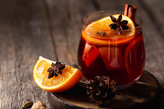 Delicious mulled wine drink concept