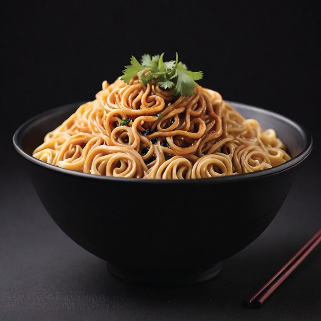 delicious noodle on a plate black background