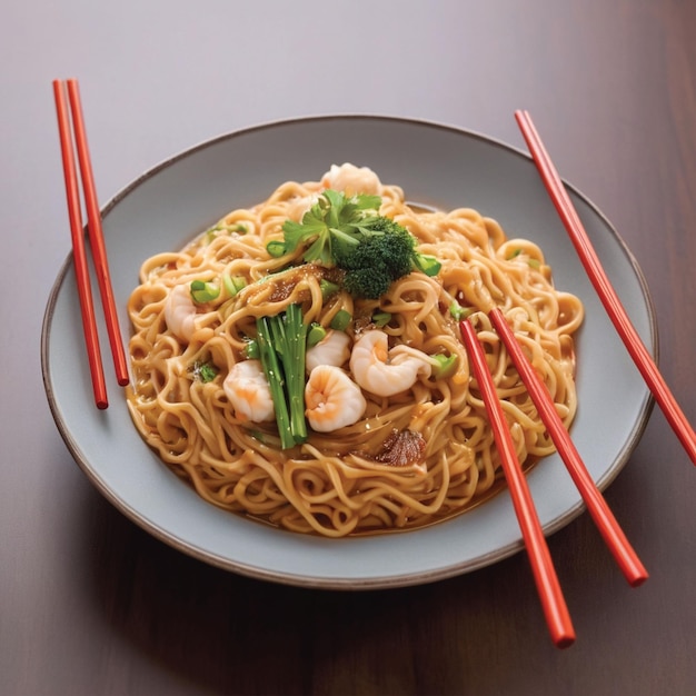 delicious noodle on a plate black background