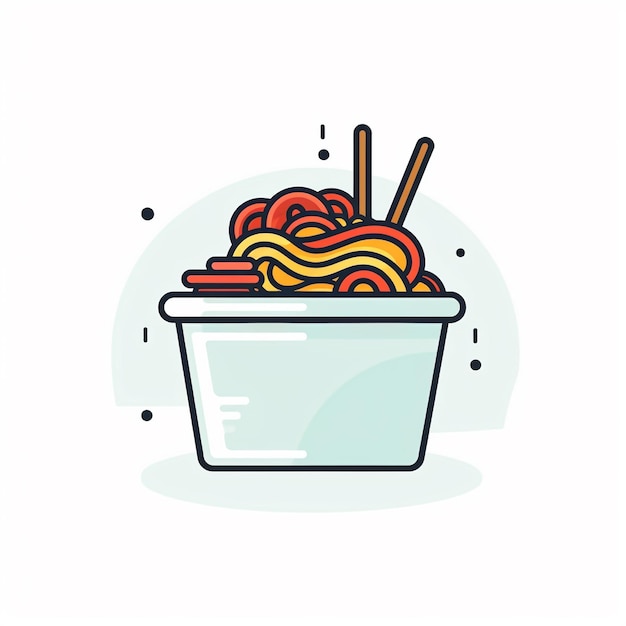 Delicious Noodles Box Icon Illustration Asian Takeout Art