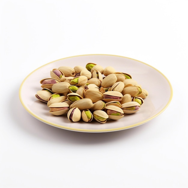 Delicious nut pistachio lies on beautiful plate Ai generated