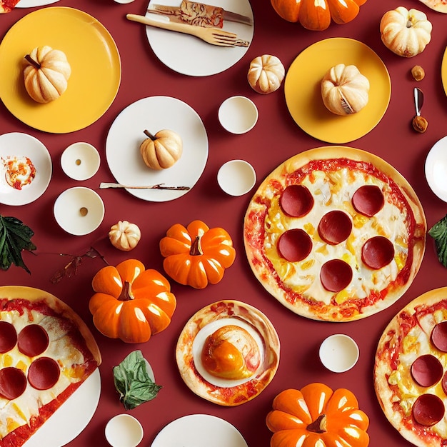 Delicious One Large Italian Pizza with cardboard background taken from Top View