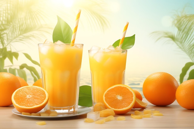 Delicious orange juice background in realistic design