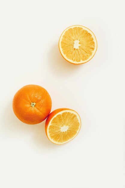 Delicious oranges on white background flat lay