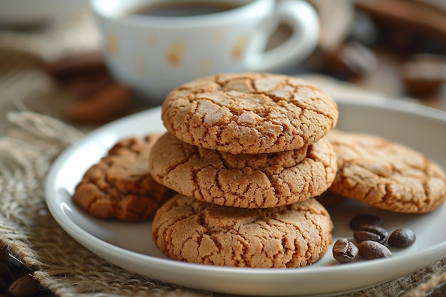 Delicious organic biscuits with coffee