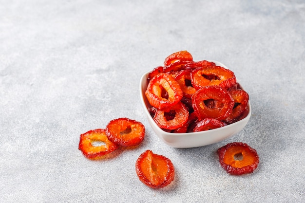 Delicious organic dried plum slices.