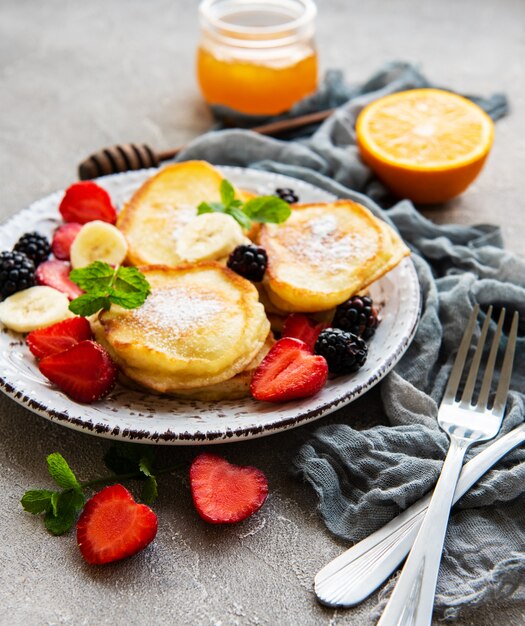 Delicious pancakes with berries