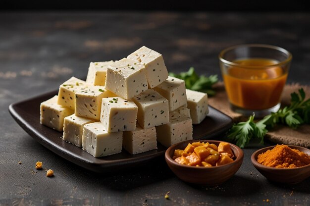 Photo delicious paneer cheese composition