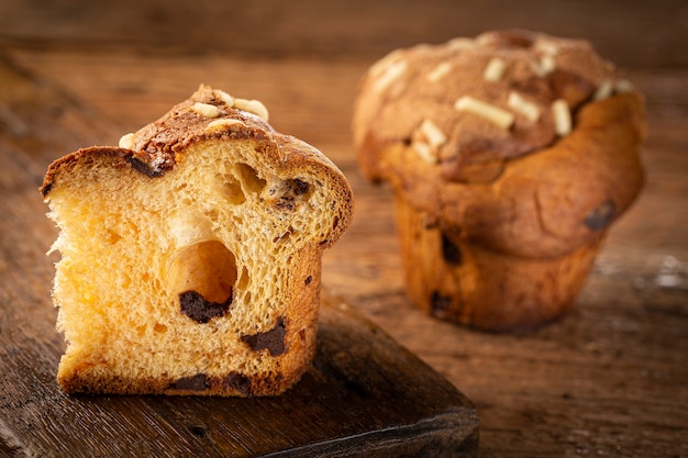 Delicious Panettone with chocolate Panettone Christmas food