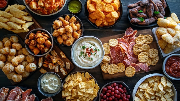 Photo delicious party snacks and appetizers spread for a festive gathering an assortment of party s