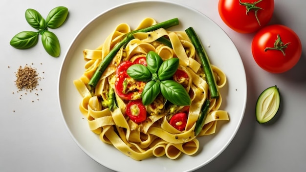 Delicious pasta dish with fresh vegetables ready to be savored