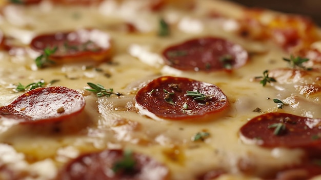 Delicious Pepperoni Pizza CloseUp Photo