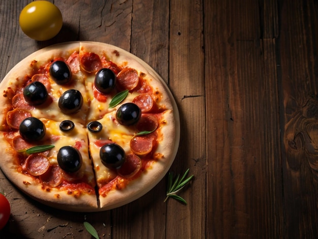 delicious pepperoni pizza on a wooden board