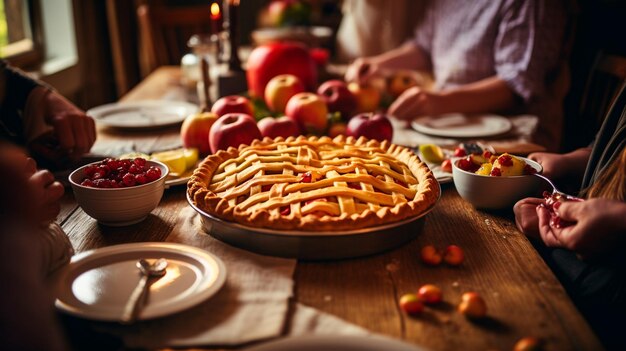 delicious pie on the festive family table