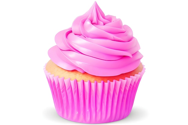 Delicious Pink Cupcake with Sprinkles Isolated on Transparent Background PNG AI Image