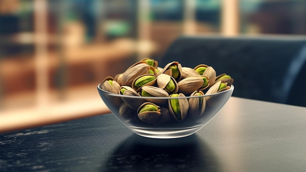 Delicious pistachios on a plate healthy food concept for farmers' market displays