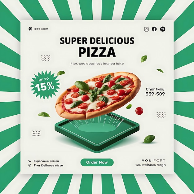 Delicious Pizza food menu and restaurant web banner template design