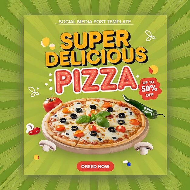 Photo delicious pizza food menu and restaurant web banner template design