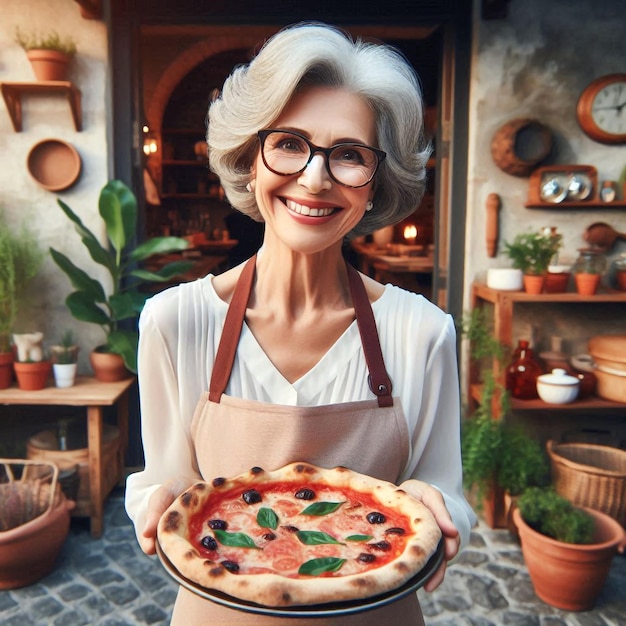 Delicious pizza with Grandmas secret background