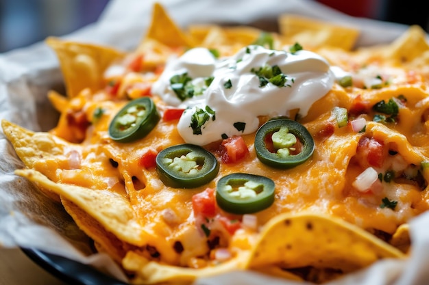 Delicious Plate of Cheesy Nachos with Jalapenos