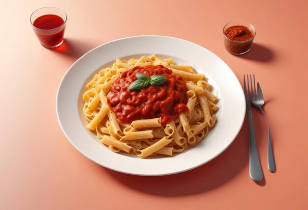 Photo delicious plate of pasta with savory sauce and fresh herbs perfectly cooked italian comfort food