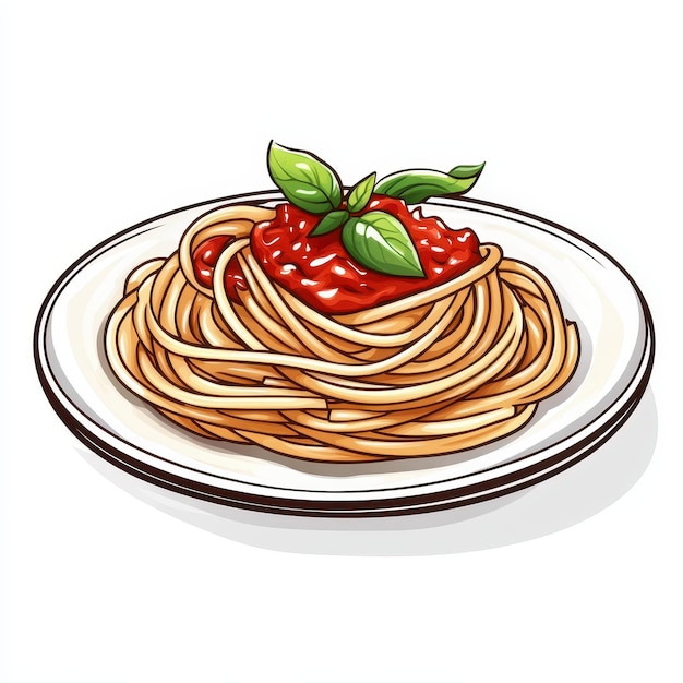 Delicious plate of spaghetti topped with rich tomato sauce and fresh basil perfect for Italian cuis