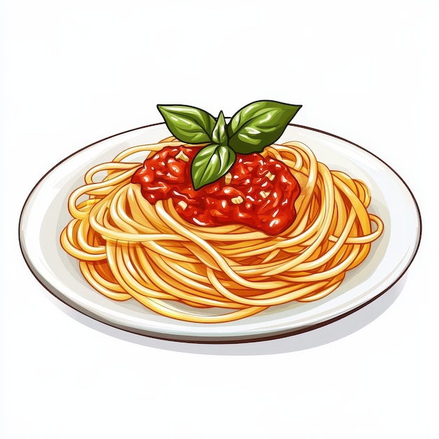 Delicious plate of spaghetti topped with rich tomato sauce and fresh basil perfect for Italian cuisine lovers