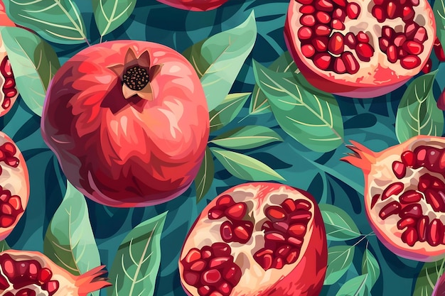 Delicious Pomegranate Fruit Wallpaper Illustration Background Cuisine Fruit