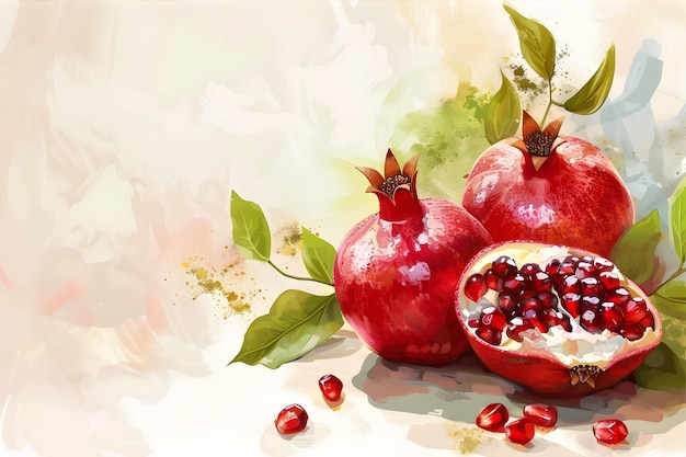 Delicious Pomegranate Fruit Wallpaper Illustration Background Cuisine Fruit