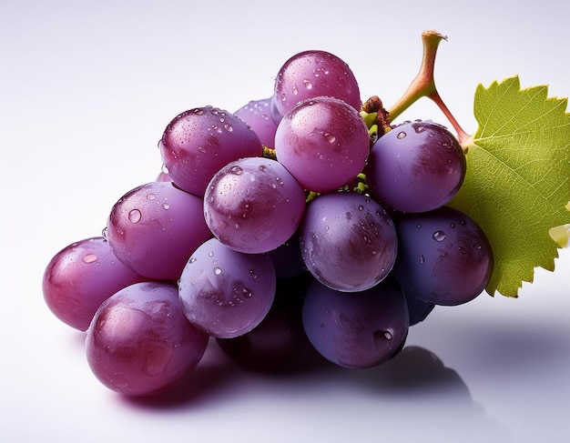 Photo delicious purple grapes on white background