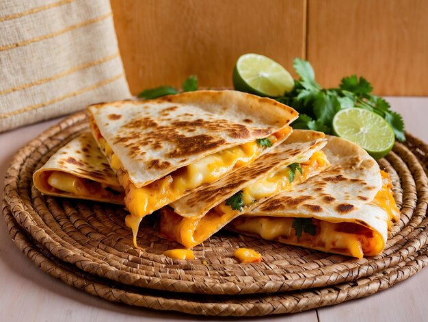 Photo delicious quesadillas with melted cheese