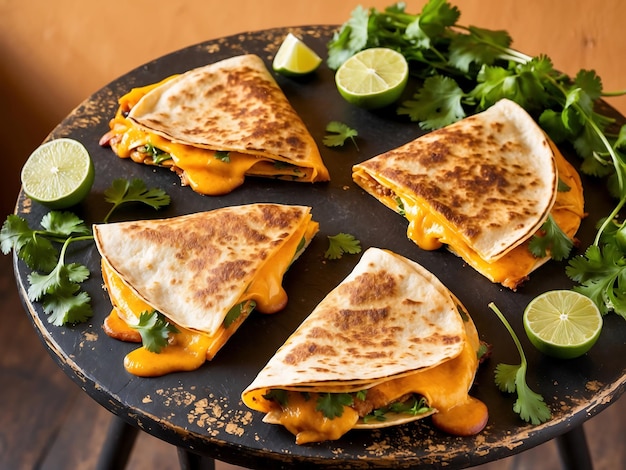 Photo delicious quesadillas with melted cheese