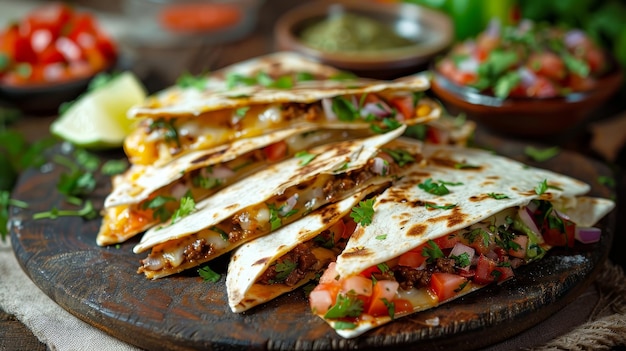 Photo delicious quesadillas with toppings