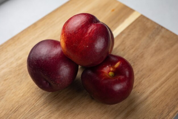 Delicious red nectarines from the farm Close up