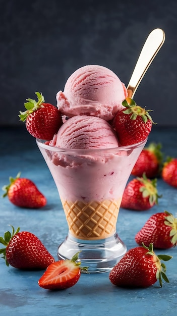 Delicious and refreshing ice cream made with ripe juicy strawberries that have been carefully selec