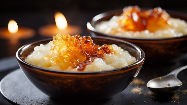 Delicious Rice Pudding With A Sweet Powdered Sugar Topping